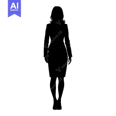 Premium design asset: Silhouette of a Woman in a Dress Standing Against a White Background