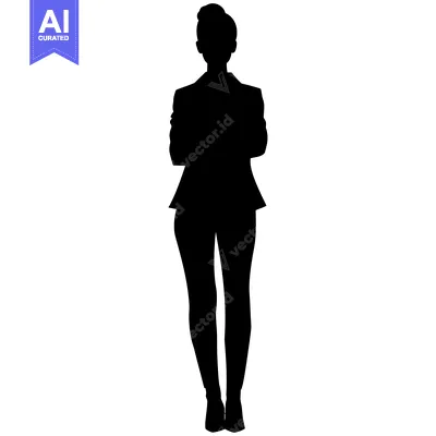 Aset premium populer: Silhouette of a Woman in a Suit with Arms Crossed