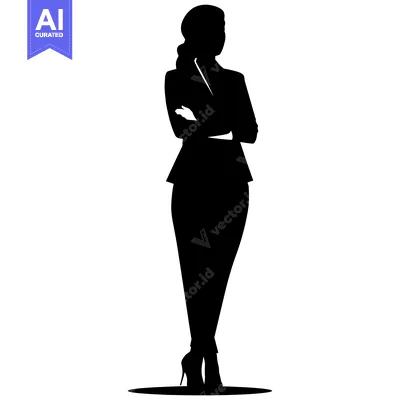 Aset desain premium: Silhouette of a Woman Standing with Arms Crossed