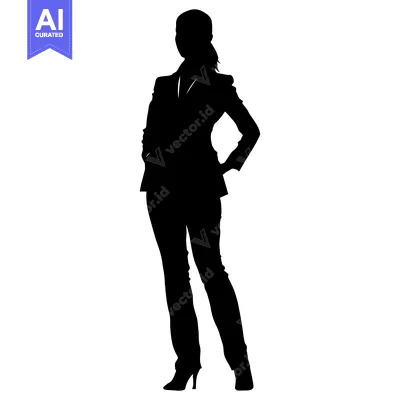 Aset desain premium: Silhouette of a Woman in a Suit and Heels