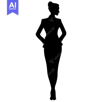 Aset premium populer: Silhouette of a Woman in a Blazer, Standing with Hands on Hips