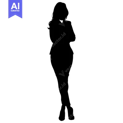 Aset premium populer: Silhouette of a Woman in a Suit Standing with Arms Crossed