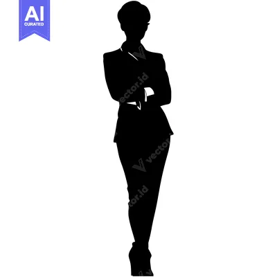 Aset premium populer: Silhouette of a Woman in a Suit with Arms Crossed