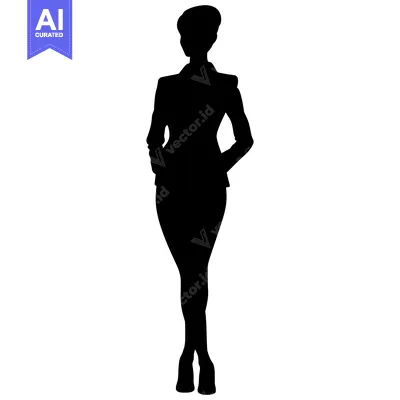 Premium design asset: Silhouette of a Woman in a Suit Standing with Hands on Hips