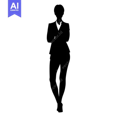 Aset premium populer: Silhouette of a Woman in a Suit with Arms Crossed