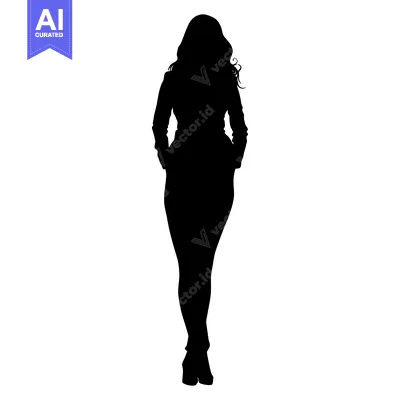 Popular premium asset: Silhouette of a Woman Standing with Hands in Pockets