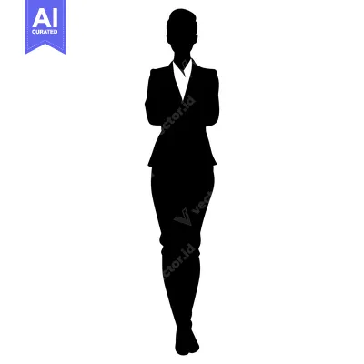 Popular premium asset: Silhouette of a woman in a business suit standing with arms crossed.