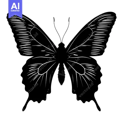 Popular premium asset: Black and White Silhouette of a Butterfly