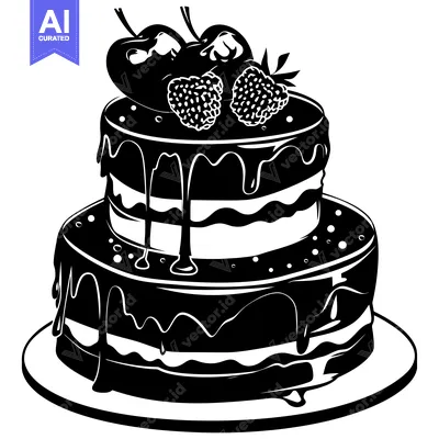 Two-Tiered Chocolate Cake with Drizzled Icing and Strawberries