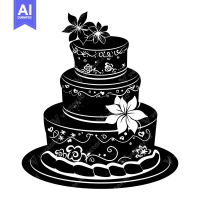 Aset premium populer: Black and White Silhouette of a Decorated Wedding Cake