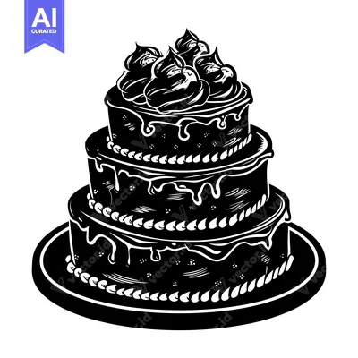Three-Tiered Cake with Icing and Whipped Cream