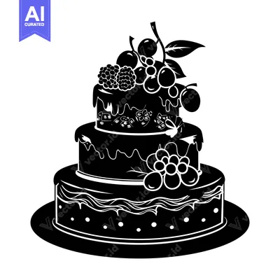 Three-Tier Cake Decorated with Cherries and Raspberries
