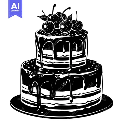 Two-Tiered Cake with Cherries and Drizzled Chocolate Icing
