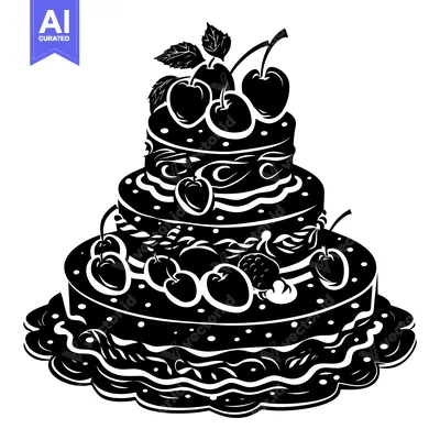 Popular premium asset: A Three-Tiered Cake Decorated with Cherries and Leaves