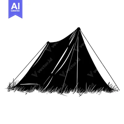 Popular premium asset: Black and White Silhouette of a Tent in Grass