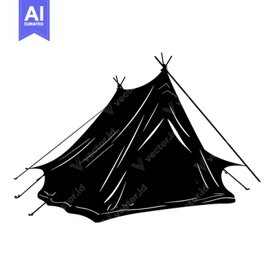 Aset premium populer: Black and White Silhouette of a Camping Tent