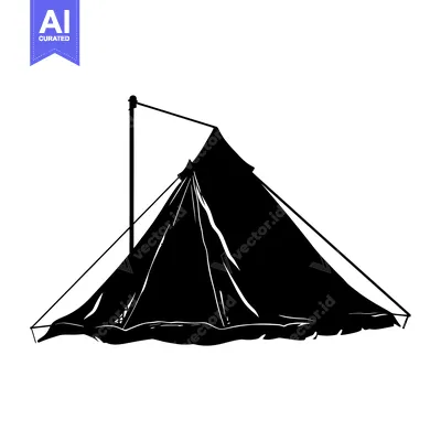Premium design asset: A Black and White Silhouette of a Tent with a Pole