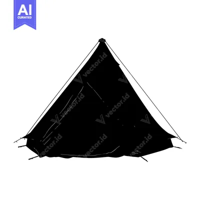 Premium design asset: Black and White Silhouette of a Tent