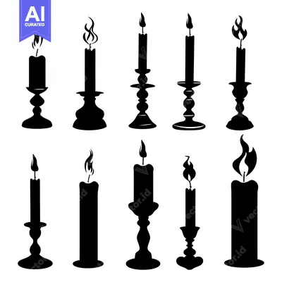 Aset premium populer: Silhouettes of Burning Candles in Various Holders