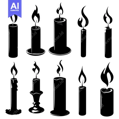 Popular premium asset: Black and White Silhouette of Lit Candles with Different Flames