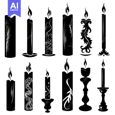 Popular premium asset: A Collection of Ornate Candle Silhouettes