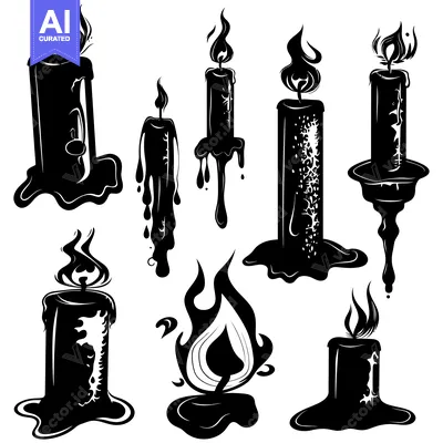 Premium design asset: A Collection of Black and White Candle Silhouettes