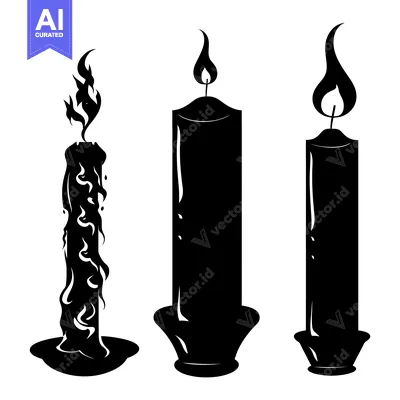 Aset premium populer: Three Black Candles with Flames and Wax Drip