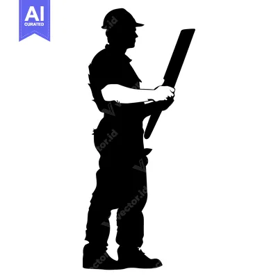 Popular premium asset: Silhouette of a Construction Worker Holding a Plank