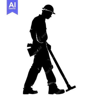 Aset premium populer: Silhouette of a Construction Worker with a Hammer