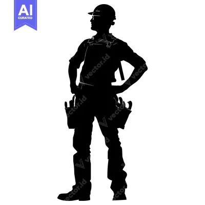 Popular premium asset: Silhouette of a Construction Worker with Tool Belt