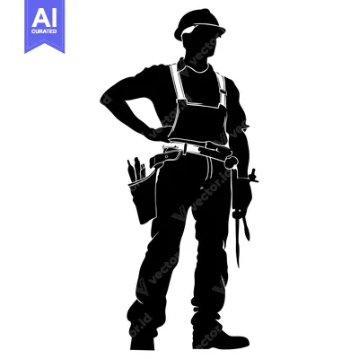 Popular premium asset: Silhouette of a Construction Worker with Tools