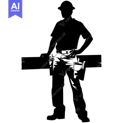 Aset premium populer: Silhouette of a Construction Worker with Tool Belt