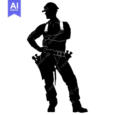 Popular premium asset: Silhouette of a Construction Worker with Tool Belt
