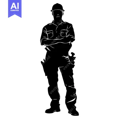 Aset premium populer: Silhouette of a Construction Worker with Crossed Arms