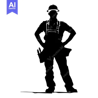 Premium design asset: Silhouette of a Construction Worker with Tools