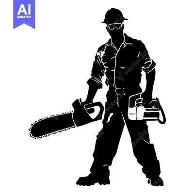 Popular premium asset: Silhouette of a Lumberjack Holding a Chainsaw