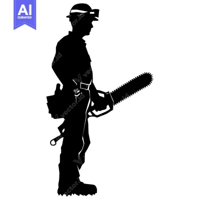 Premium design asset: Silhouette of a Lumberjack Holding a Chainsaw