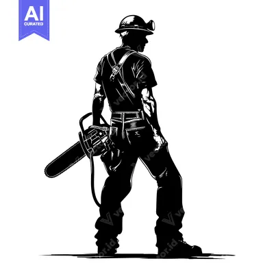 Popular premium asset: Silhouette of a Lumberjack Holding a Chainsaw