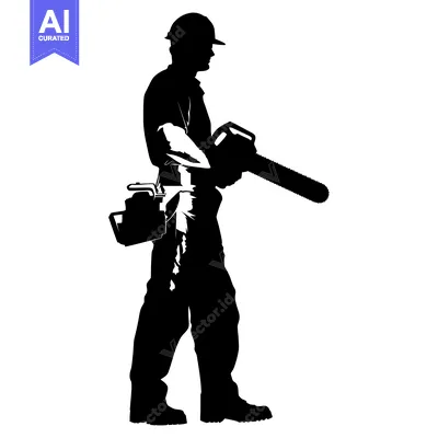 Premium design asset: Silhouette of a Man Holding a Chainsaw