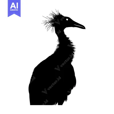 Aset premium populer: Black and White Silhouette of a Bird with a Crest
