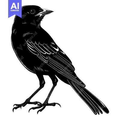 Aset desain premium: Black and White Silhouette of a Bird with Sharp Talons