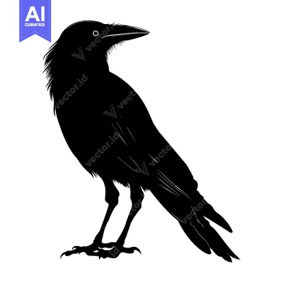 Popular premium asset: Black and White Silhouette of a Raven