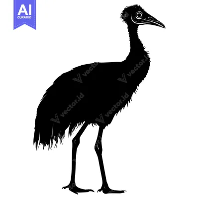 Popular premium asset: Black and White Silhouette of a Cassowary Bird