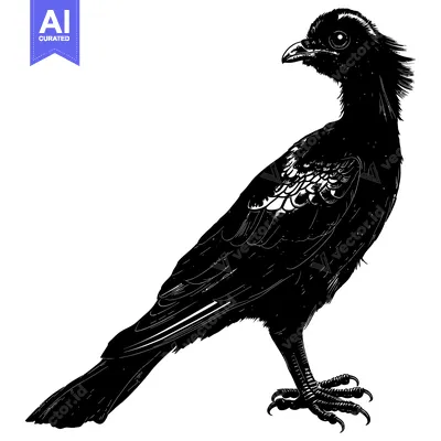 Premium design asset: Black and White Illustration of a Bird with Sharp Talons