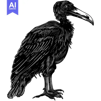 Aset desain premium: Black and White Line Drawing of a Bird
