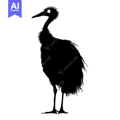 Aset premium populer: Black and White Silhouette of a Crane Bird