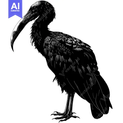 Aset premium populer: Black and White Illustration of a Shoebill Stork