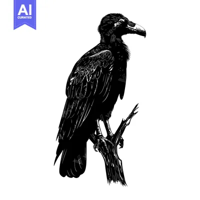 Popular premium asset: Black and White Illustration of a Bird Perched on a Branch