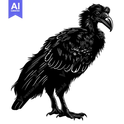 Black and White Illustration of a Vulture with Sharp Talons