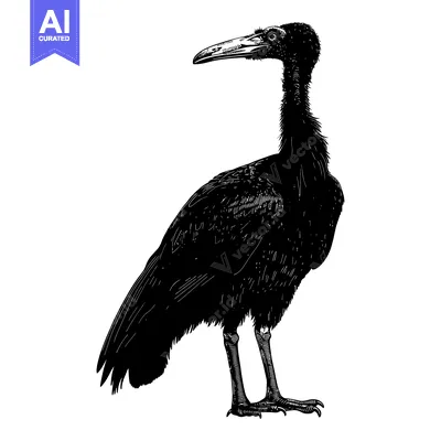 Aset premium populer: Black and white illustration of a shoebill stork